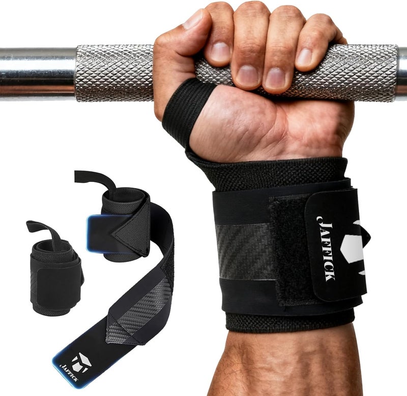 Jaffick Double-Layer Reinforced Wrist Wraps for Weightlifting - Men & Women, Thumb Loop Design for Powerlifting, Crossfit, Bodybuilding, Deadlifting - Fits Both Hands - Image 1